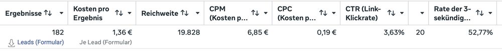 Screenshot aus dem Werbeanzeigenmanager: Lead-Kampagne