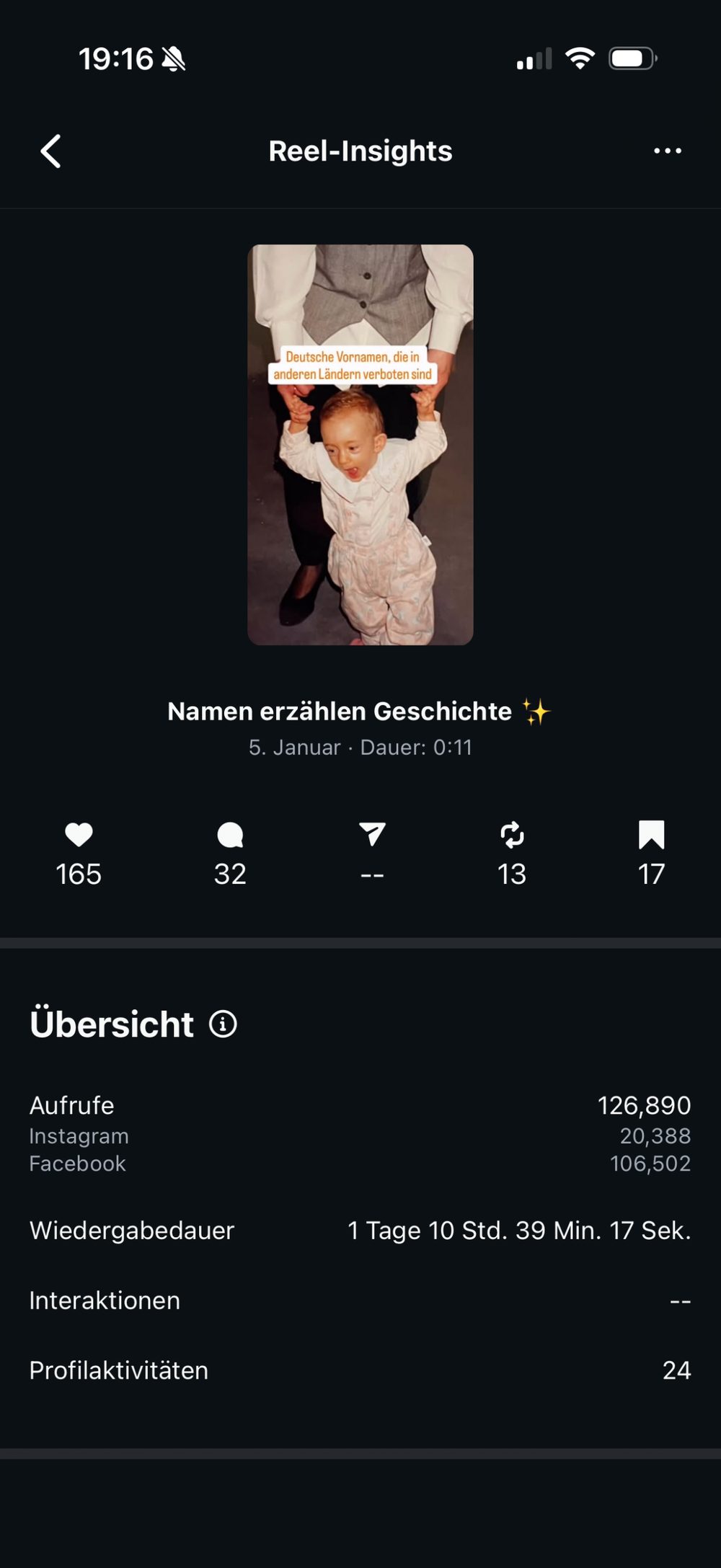 Reel-Insights mit 126.890 Aufrufen